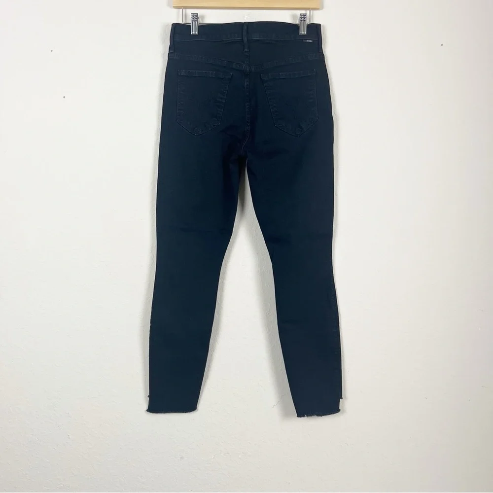 Mother The Stunner Zip Ankle Step Fray Jeans In Not Guilty Black Size 27
